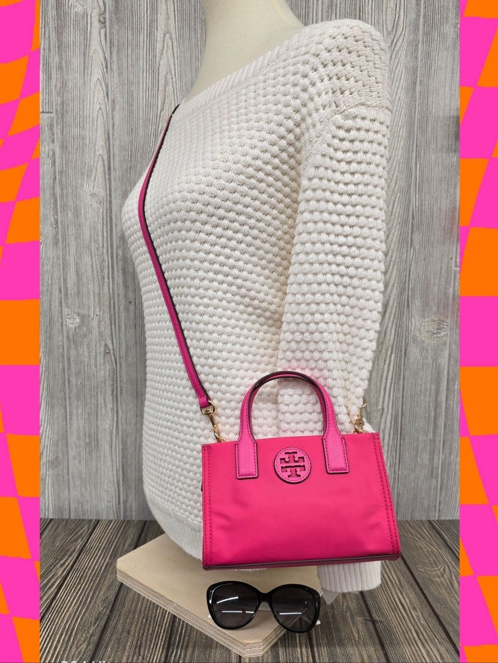 NEW Tory Burch Vibrant Pink Mini Ella Bag NWOT - Picture 2 of 8